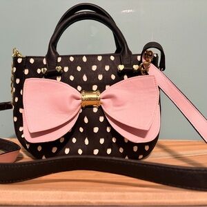 **SOLD** Betsey Johnson Polka Dot Bow Handbag With Crossbody Strap